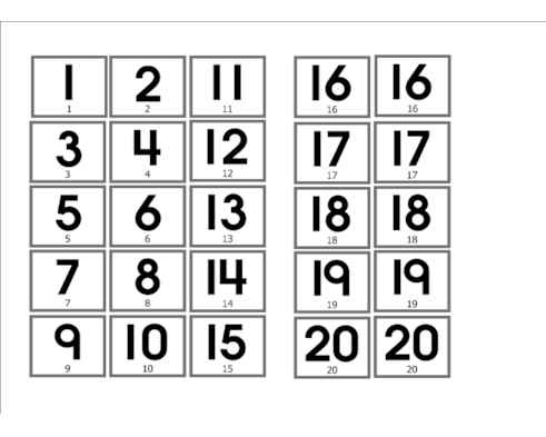 Number Board for counting 1-20