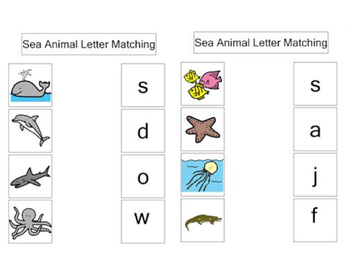 Sea Animal Letter Matching