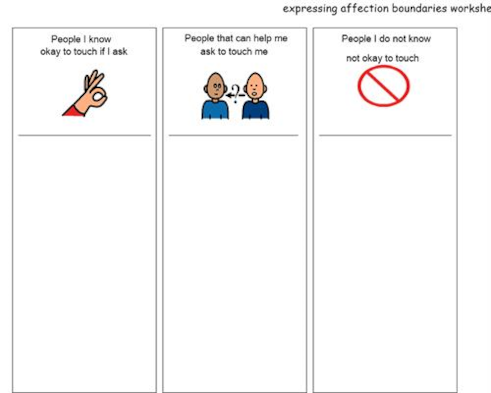 expressing affection boundaries worksheet