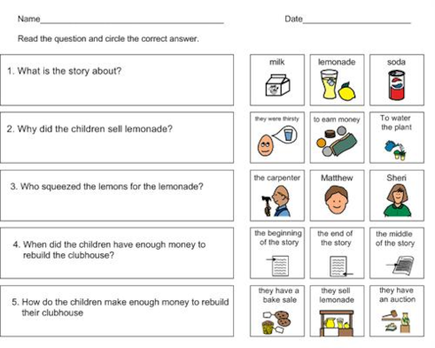 harcourt trophies just for you lemonade for sale comprehension worksheet 1