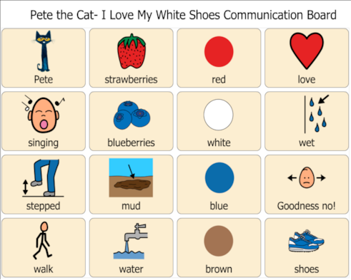 I Love My White Shoes- Communication Board