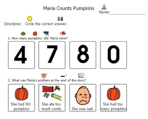 maria counts pumpkins reading a z