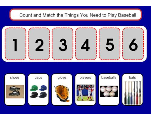 Count and match, count the number of Baseball Glove and match
