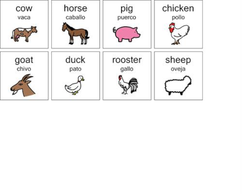 farm animals english and spanish