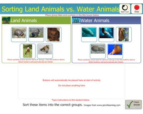 Sort Land Animals vs Water Animals