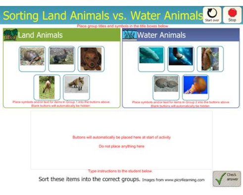 Sort Land Animals vs Water Animals Sort Land Animals vs Water Animals